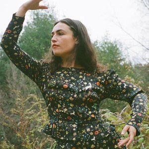 Samantha Pleet Illuminated Blouse fantasy floral peplum cropped button up silk